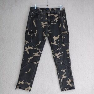 BECXY B Cargo Pants Mens 31 Camo Zip Ankle Stretch Cotton Polyester Spandex